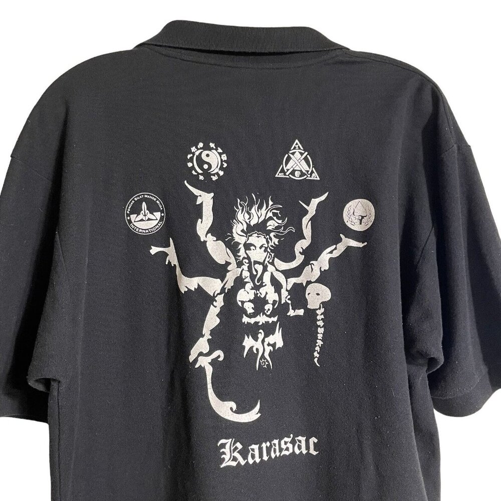 VTG Karasac Kali Silat Polo Shirt Large Black Unisex Logo London Martial Arts